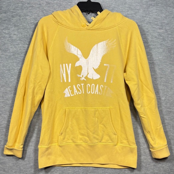 American Eagle Outfitters Tops - Vtg American Eagle Outfitters Womens M Mustard Hoodie Pullover‎ NY Cozy Fall